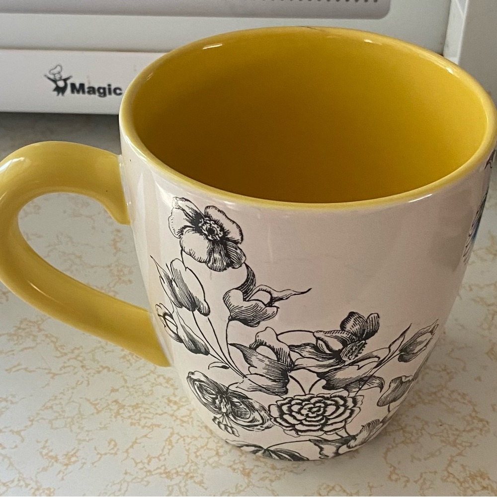 Certified International Yellow and Black Floral Mug